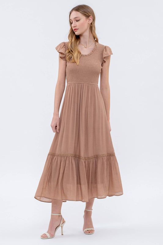 Mocha ruffled dress