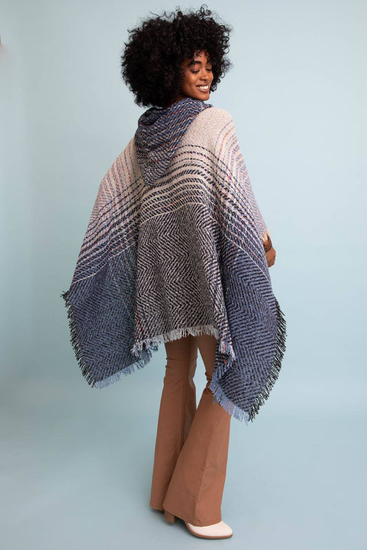 Hooded Frayed Gypsy Poncho